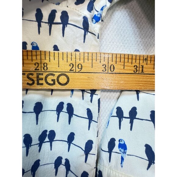 Jane And Delancey Button Front Blouse Women 3X White Bird Print Roll Tab Sleeves - Picture 8 of 12